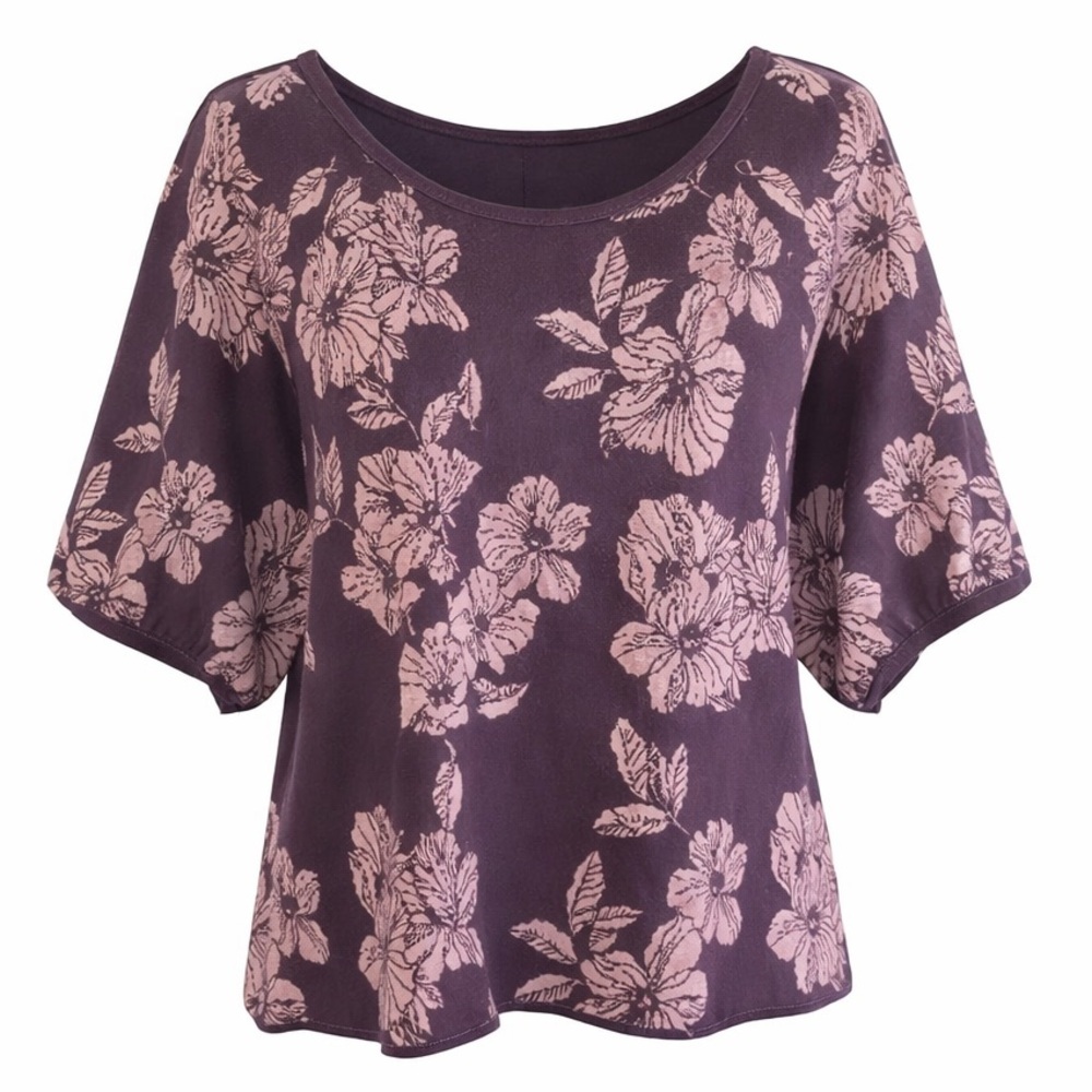 NWT Liz Claiborne Purple Floral Blouse Medium